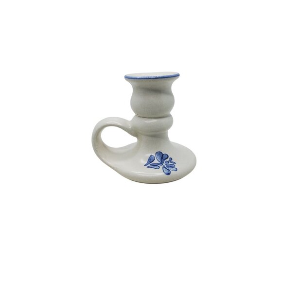 Vintage Platzgraff Yorktowne Ceramic Blue & White Candlestick Holder - Picture 3 of 5
